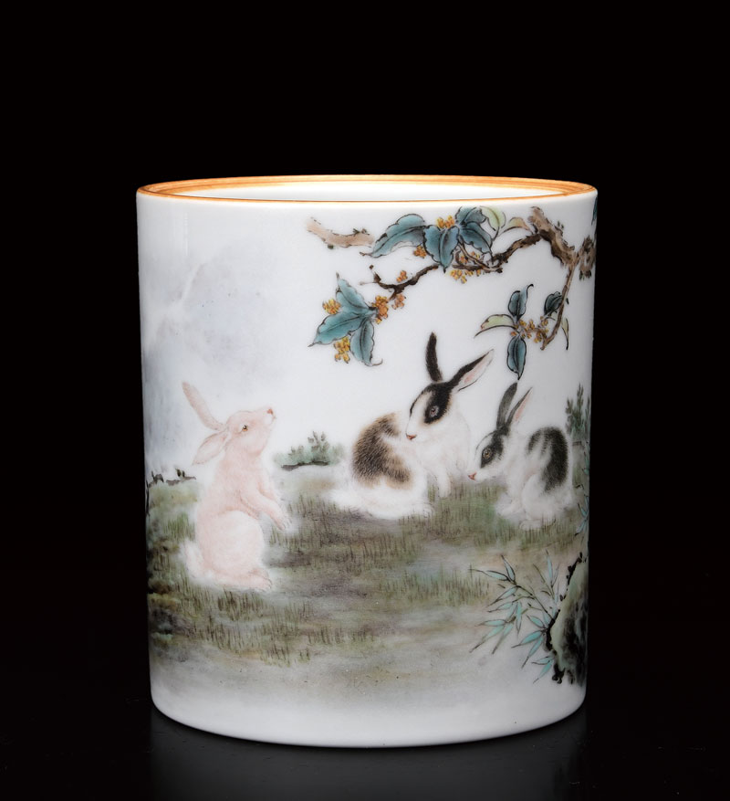 《浅绛彩玉兔折桂》 尺寸10 cm x 12 cm